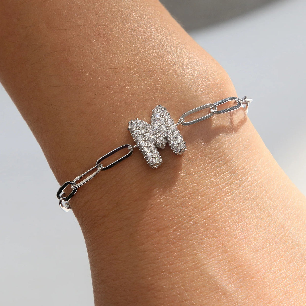 Crystal Initial Link Bracelet
