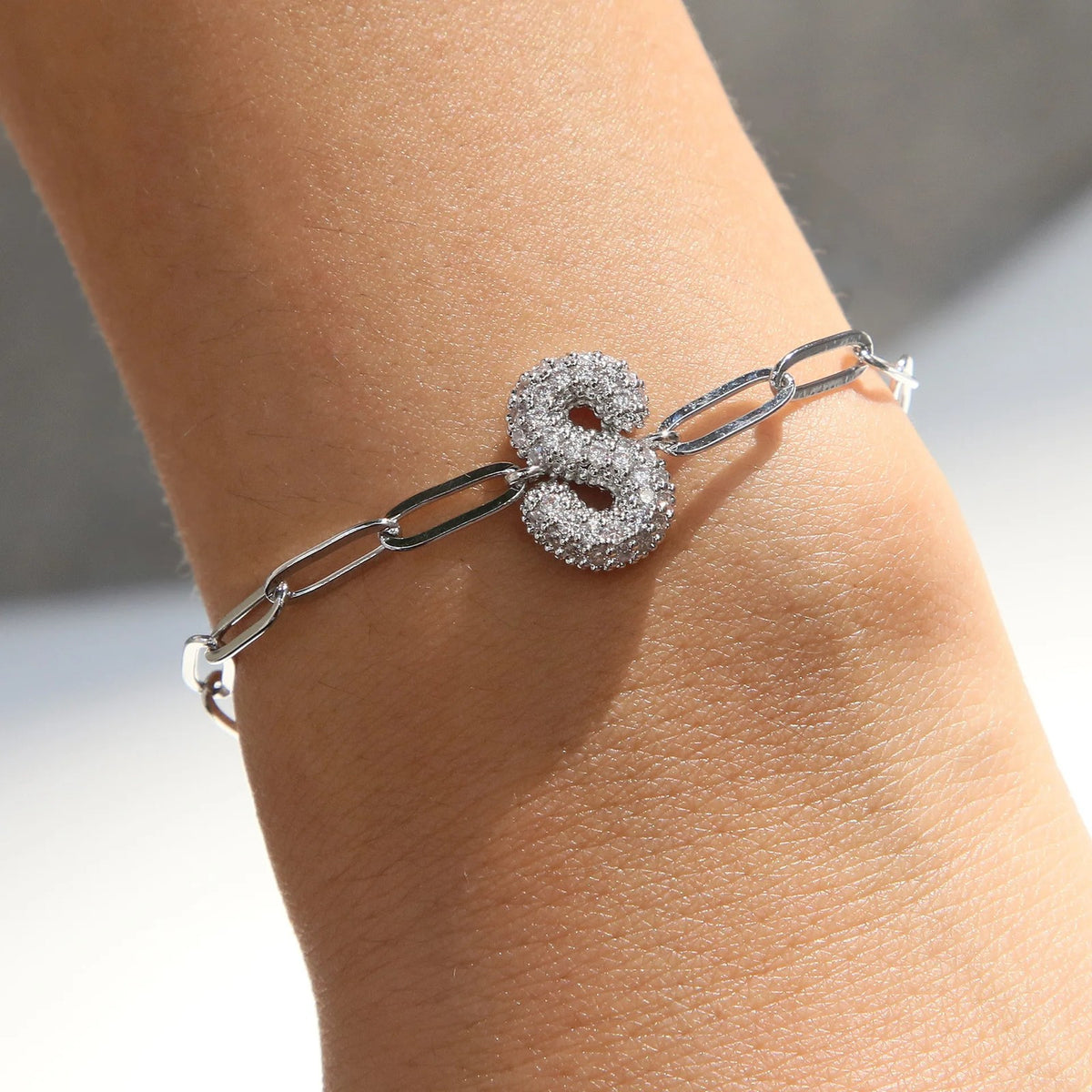 Crystal Initial Link Bracelet