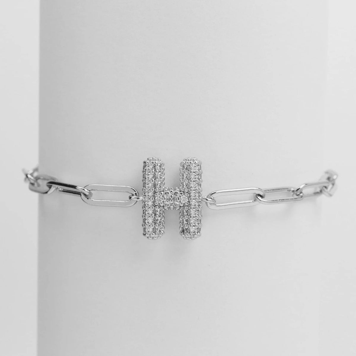 Crystal Initial Link Bracelet