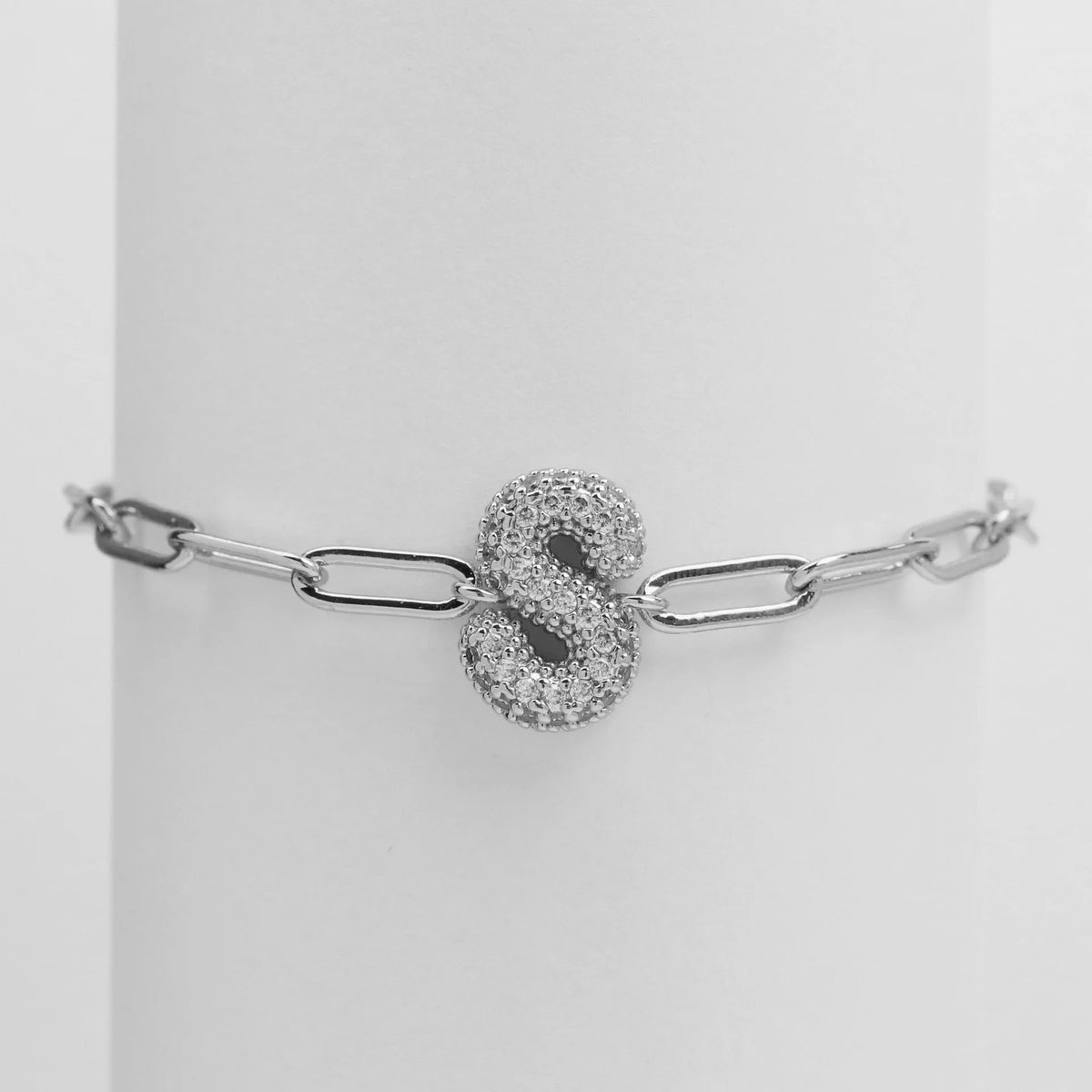 Crystal Initial Link Bracelet