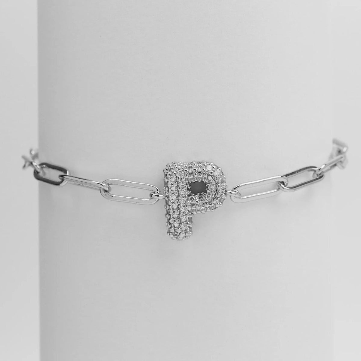 Crystal Initial Link Bracelet