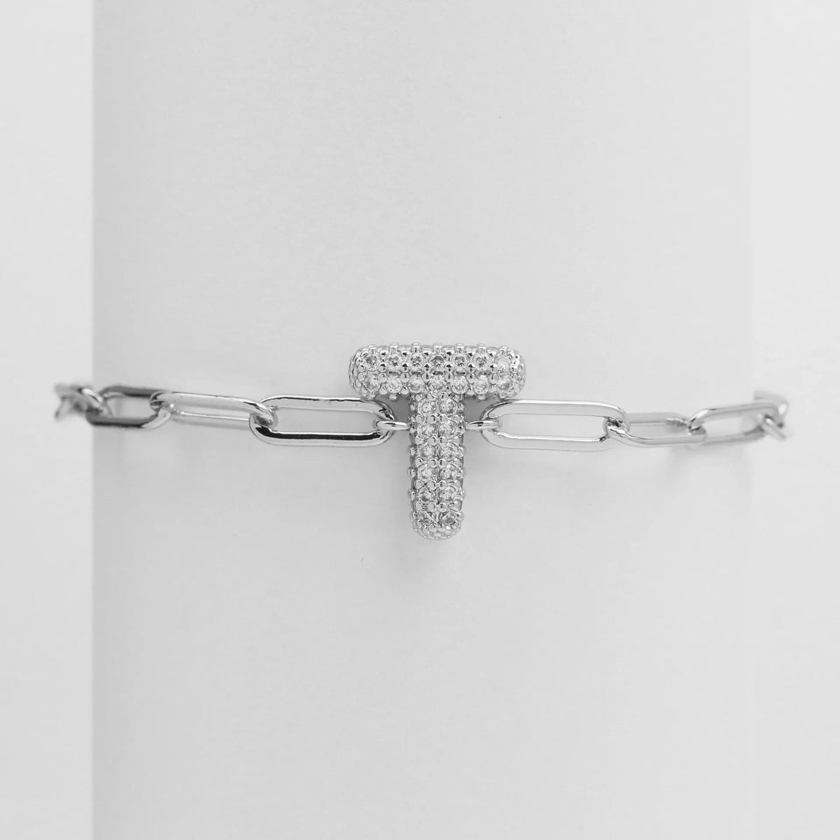 Crystal Initial Link Bracelet