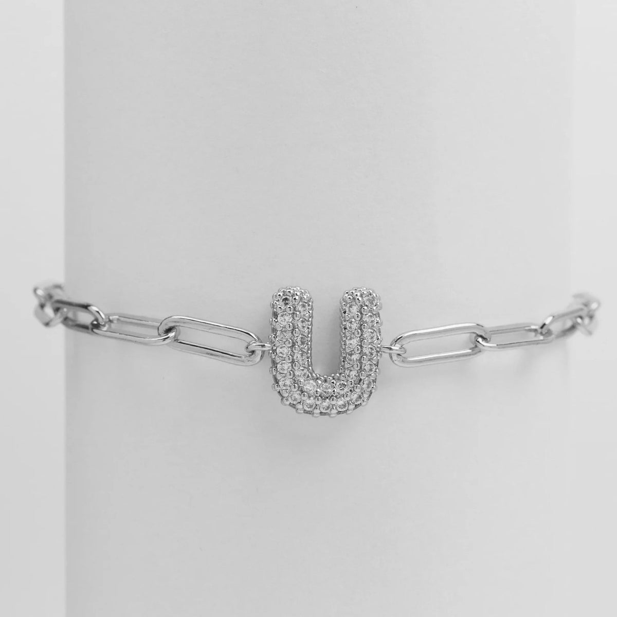 Crystal Initial Link Bracelet