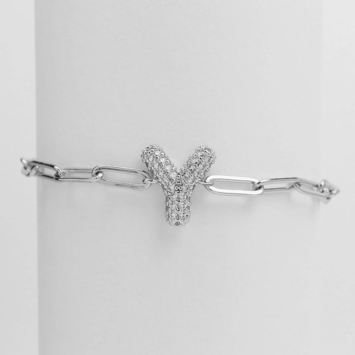 Crystal Initial Link Bracelet