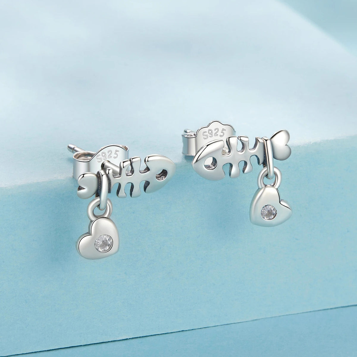 Fish Bone & Paw Stud Earrings
