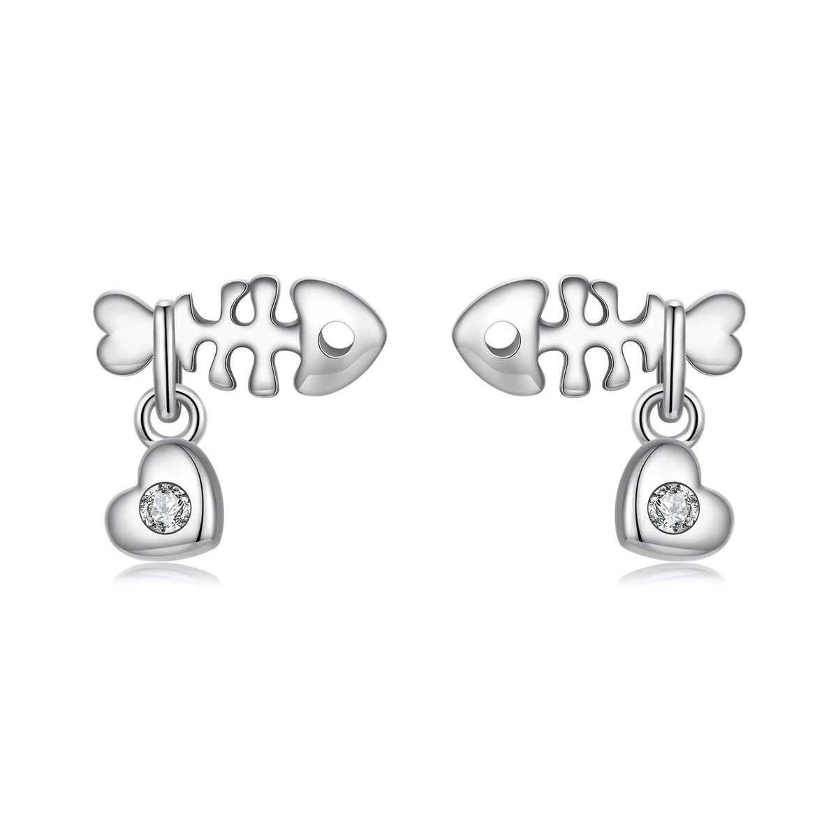 Fish Bone & Paw Stud Earrings