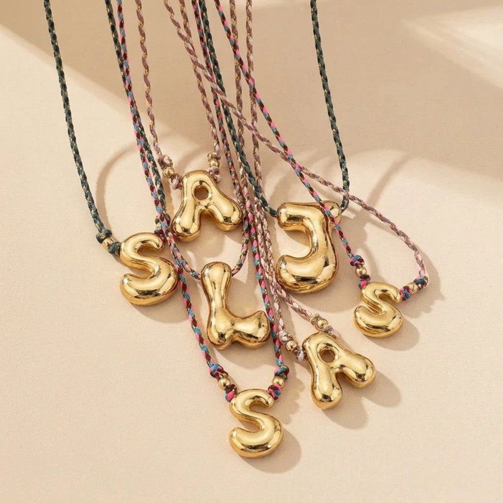 Braided Cord Initial Necklace