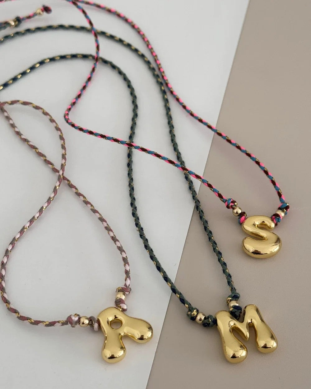 Braided Cord Initial Necklace