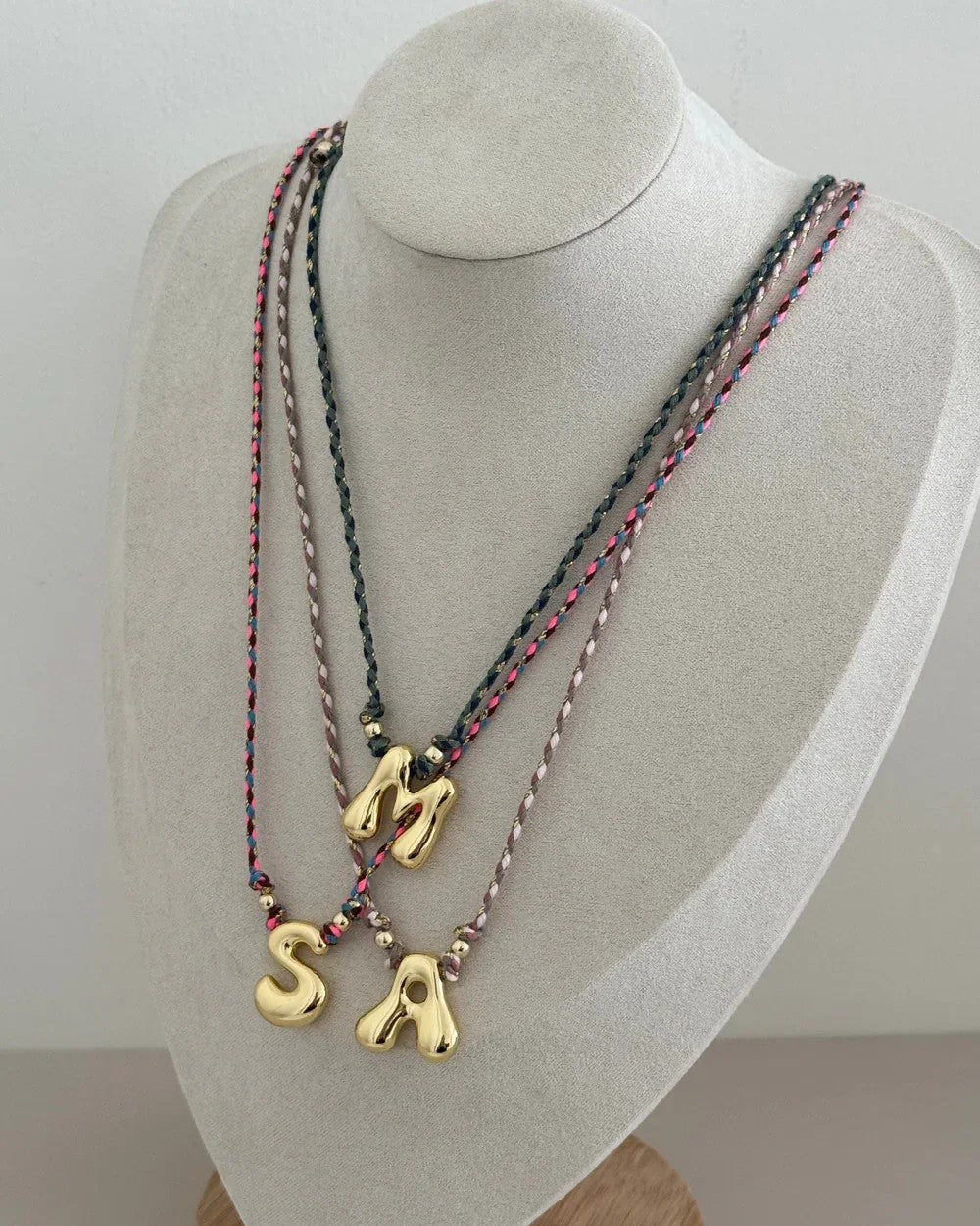 Braided Cord Initial Necklace