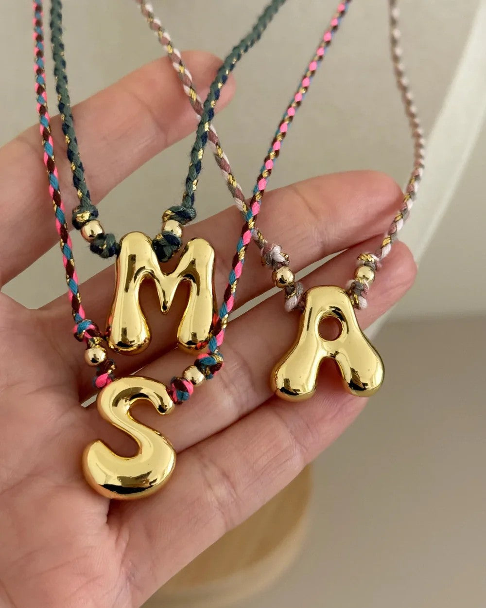 Braided Cord Initial Necklace