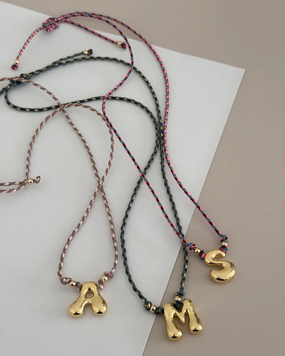 Braided Cord Initial Necklace
