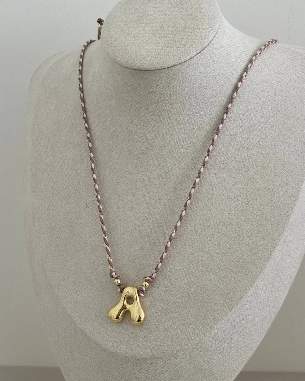 Braided Cord Initial Necklace
