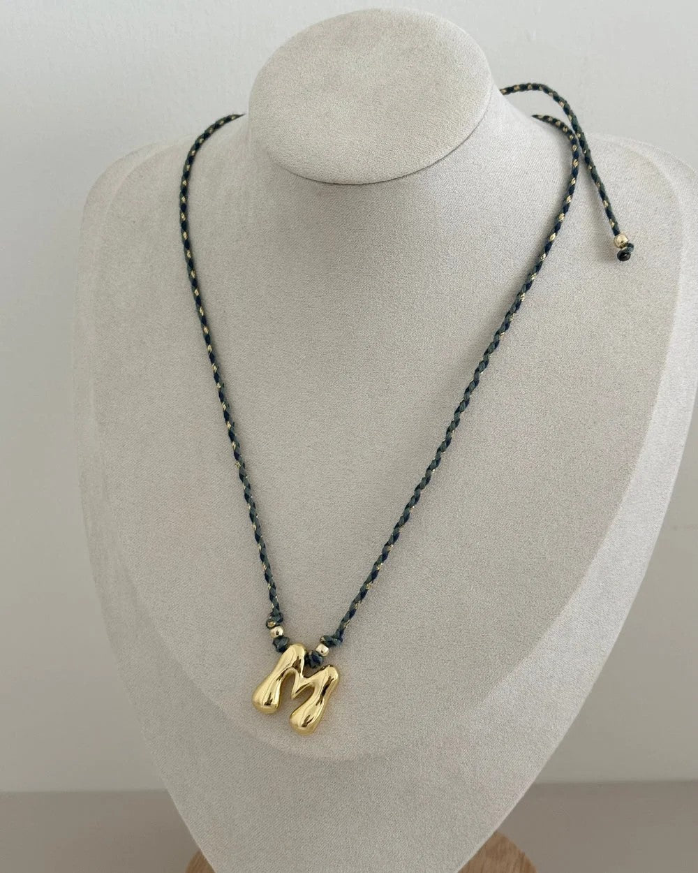 Braided Cord Initial Necklace