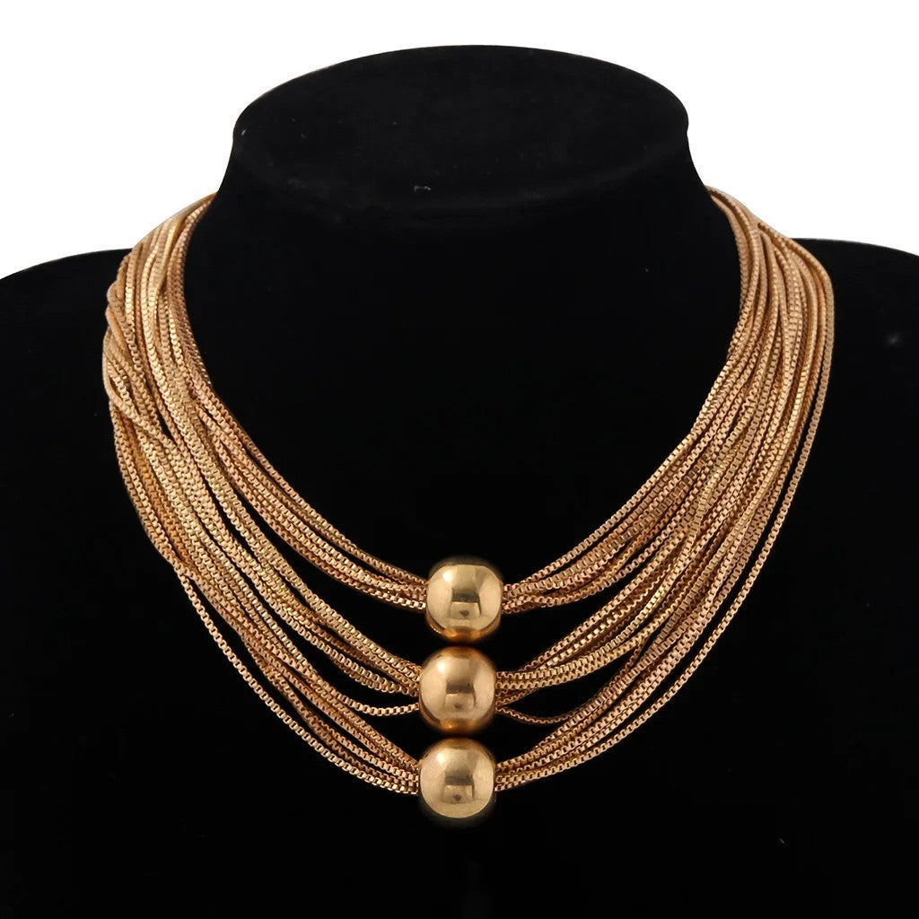Layered Geometric Ball Necklace