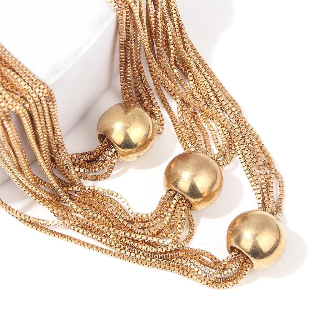 Layered Geometric Ball Necklace