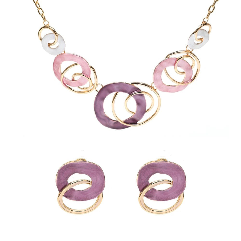 Colorful Enamel Statement Necklace & Earring Set