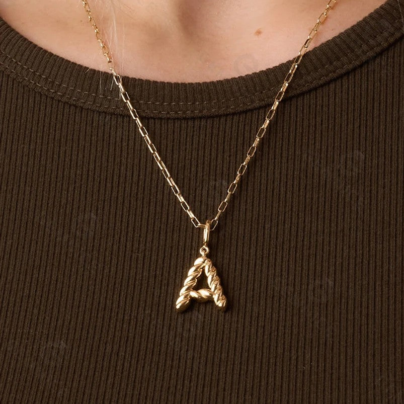 Twisted Rope Letter A Pendant