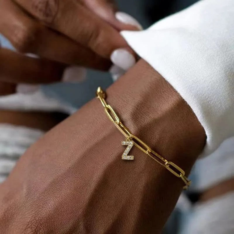 Crystal Initial T Link Bracelet