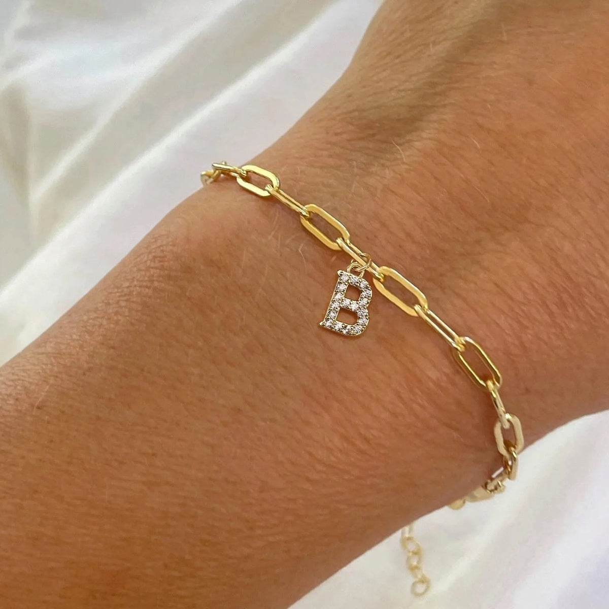 Crystal Initial T Link Bracelet