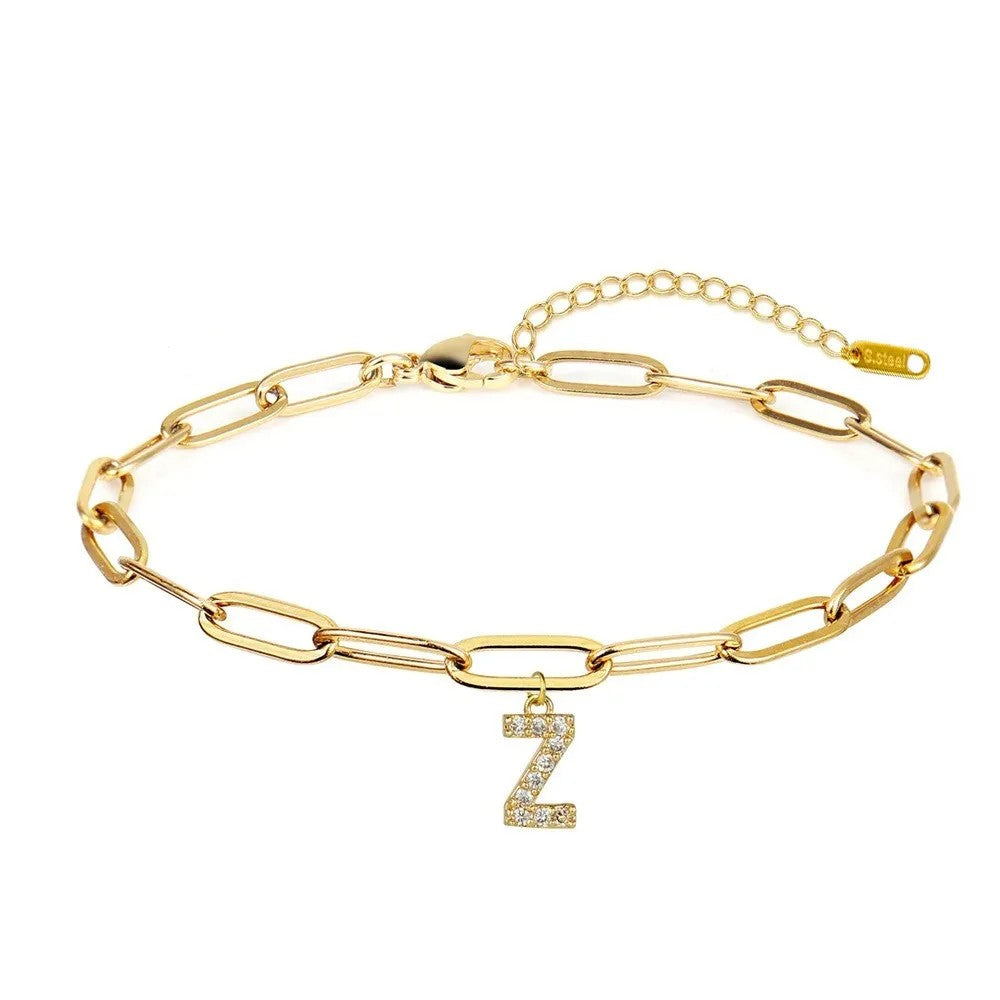 Crystal Initial T Link Bracelet