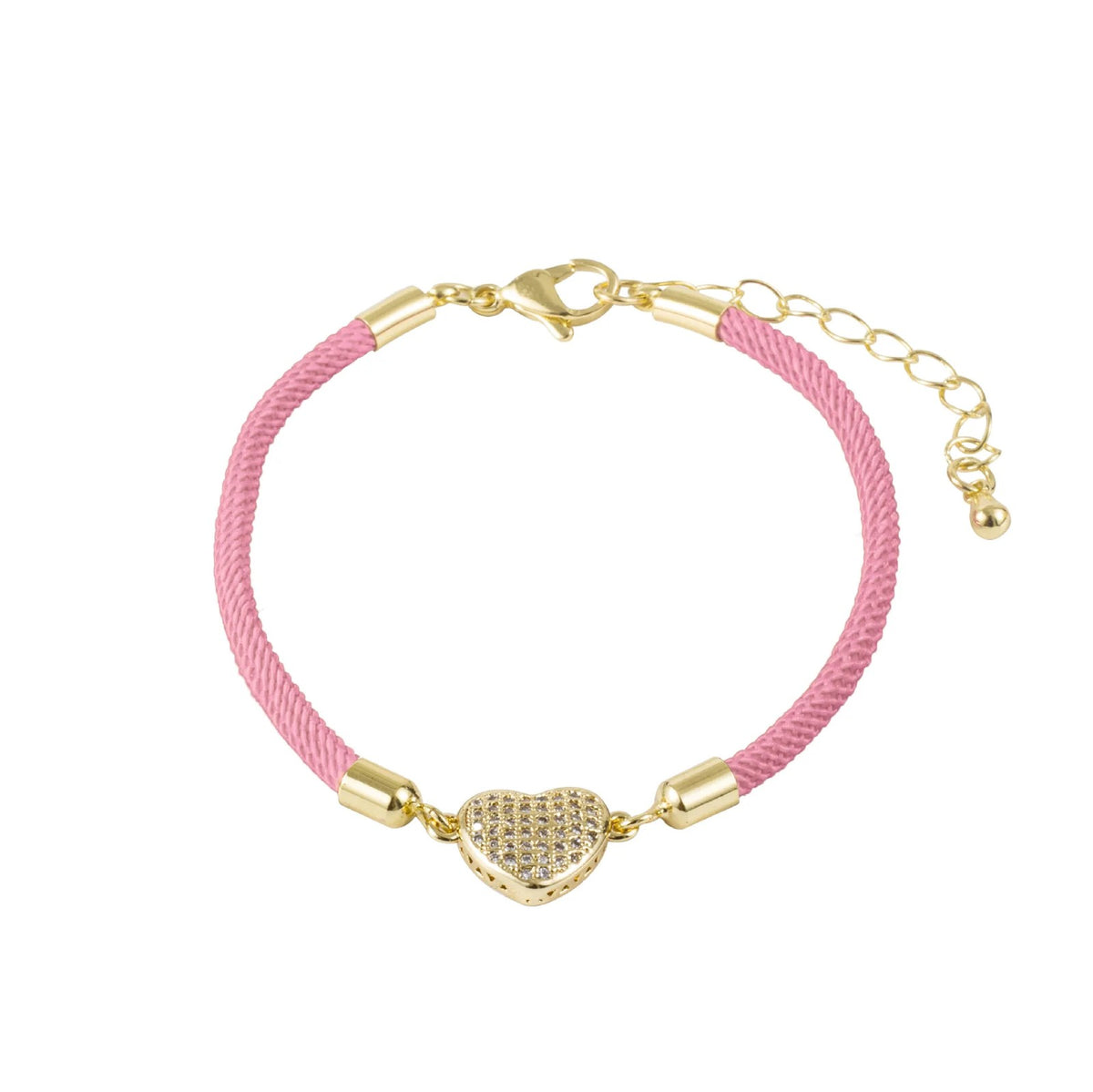 Pave Heart Rope Bracelet