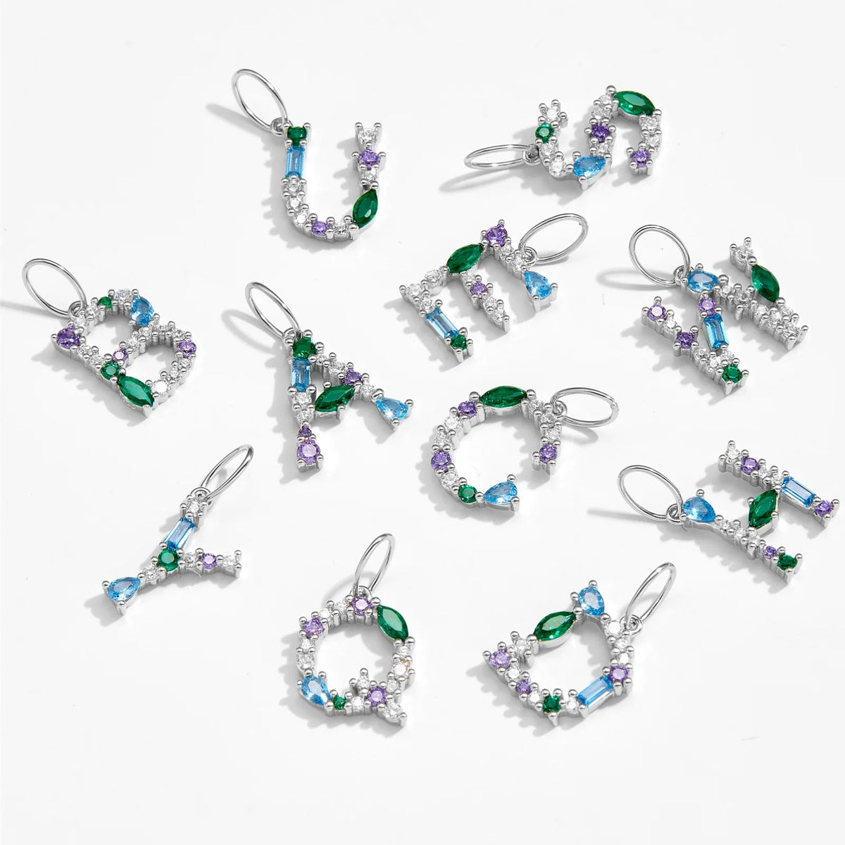 Multicolor Crystal Initial Drop Earrings