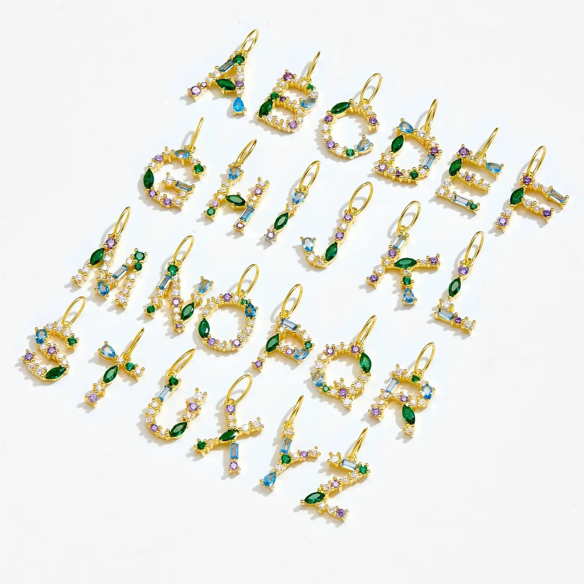 Multicolor Crystal Initial Drop Earrings