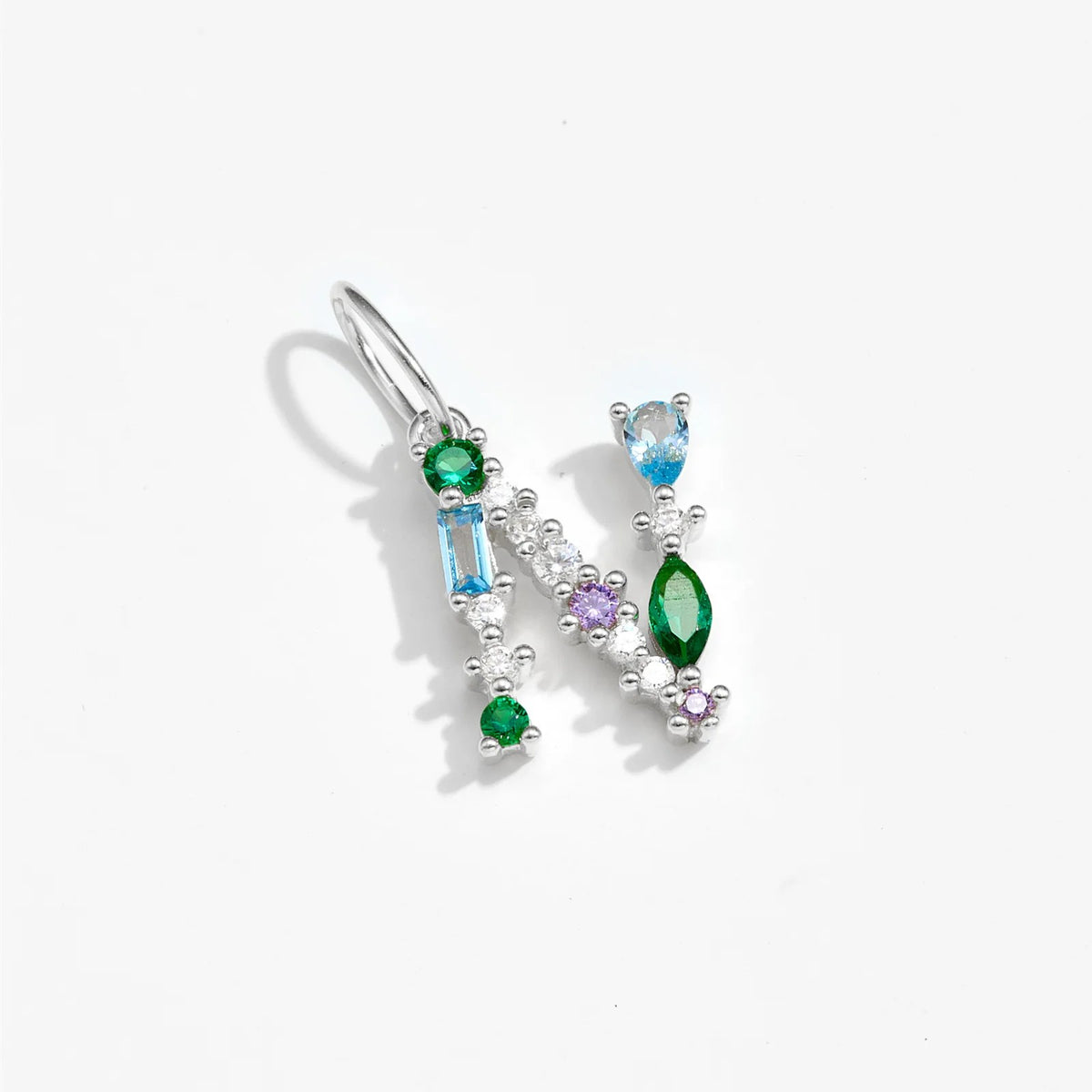 Multicolor Crystal Initial Drop Earrings