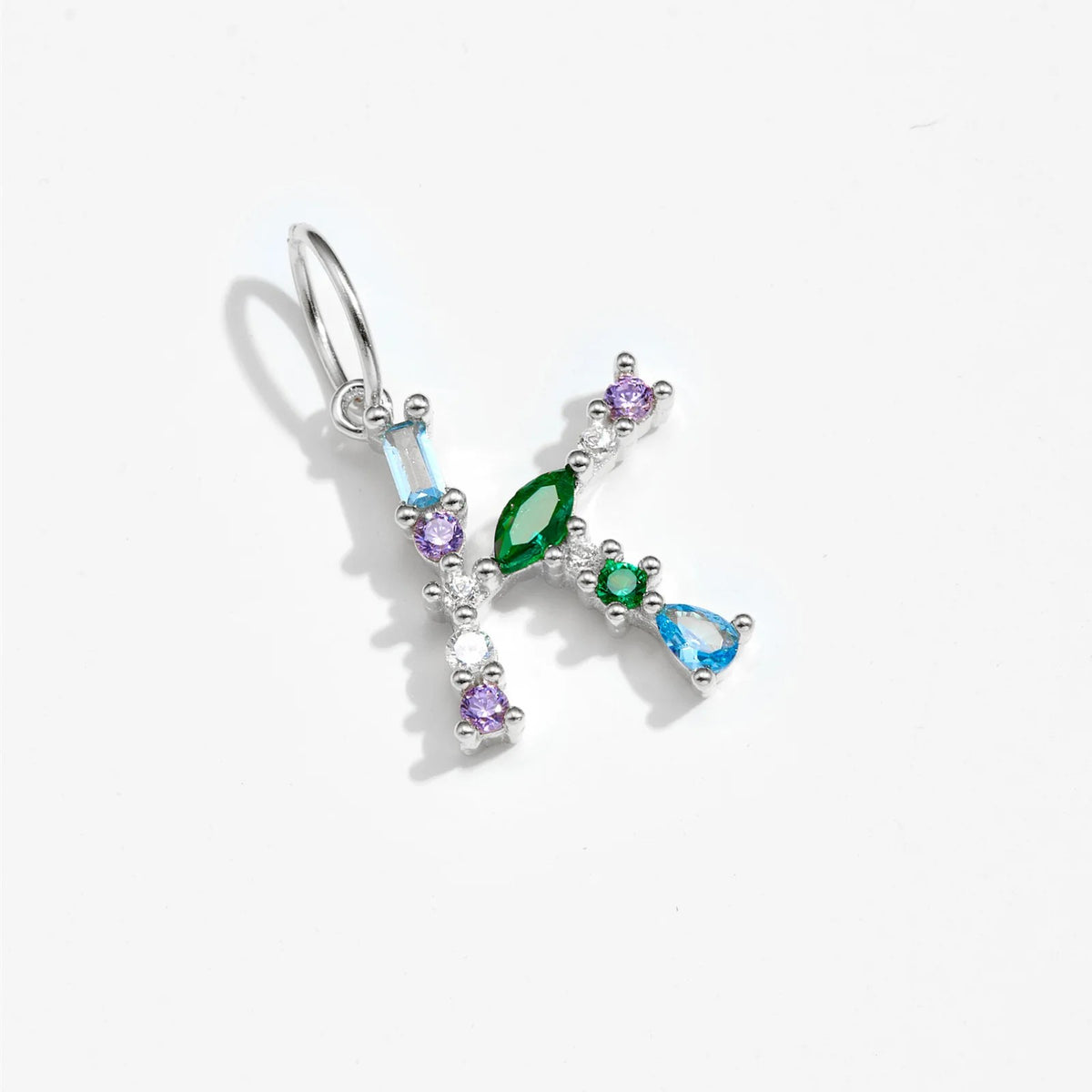 Multicolor Crystal Initial Drop Earrings