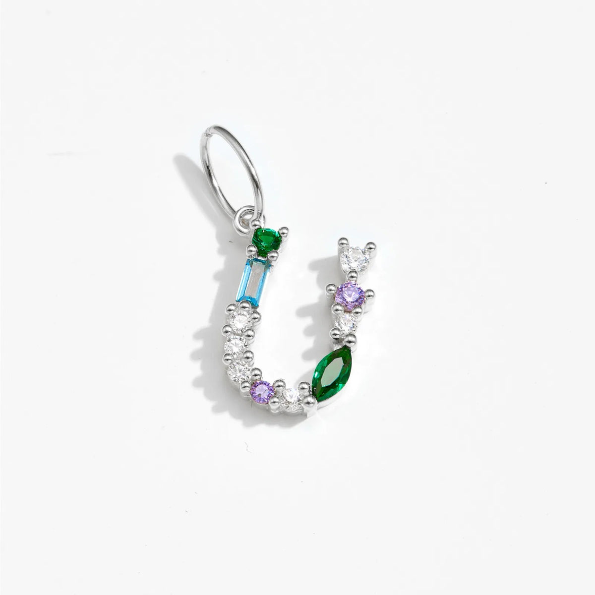 Multicolor Crystal Initial Drop Earrings