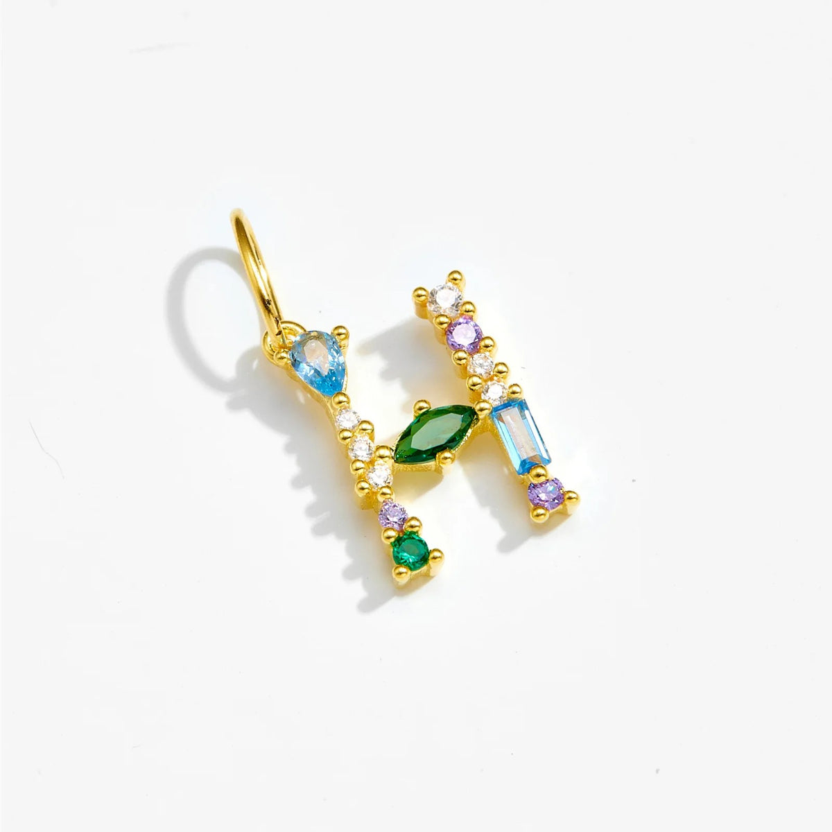 Multicolor Crystal Initial Drop Earrings