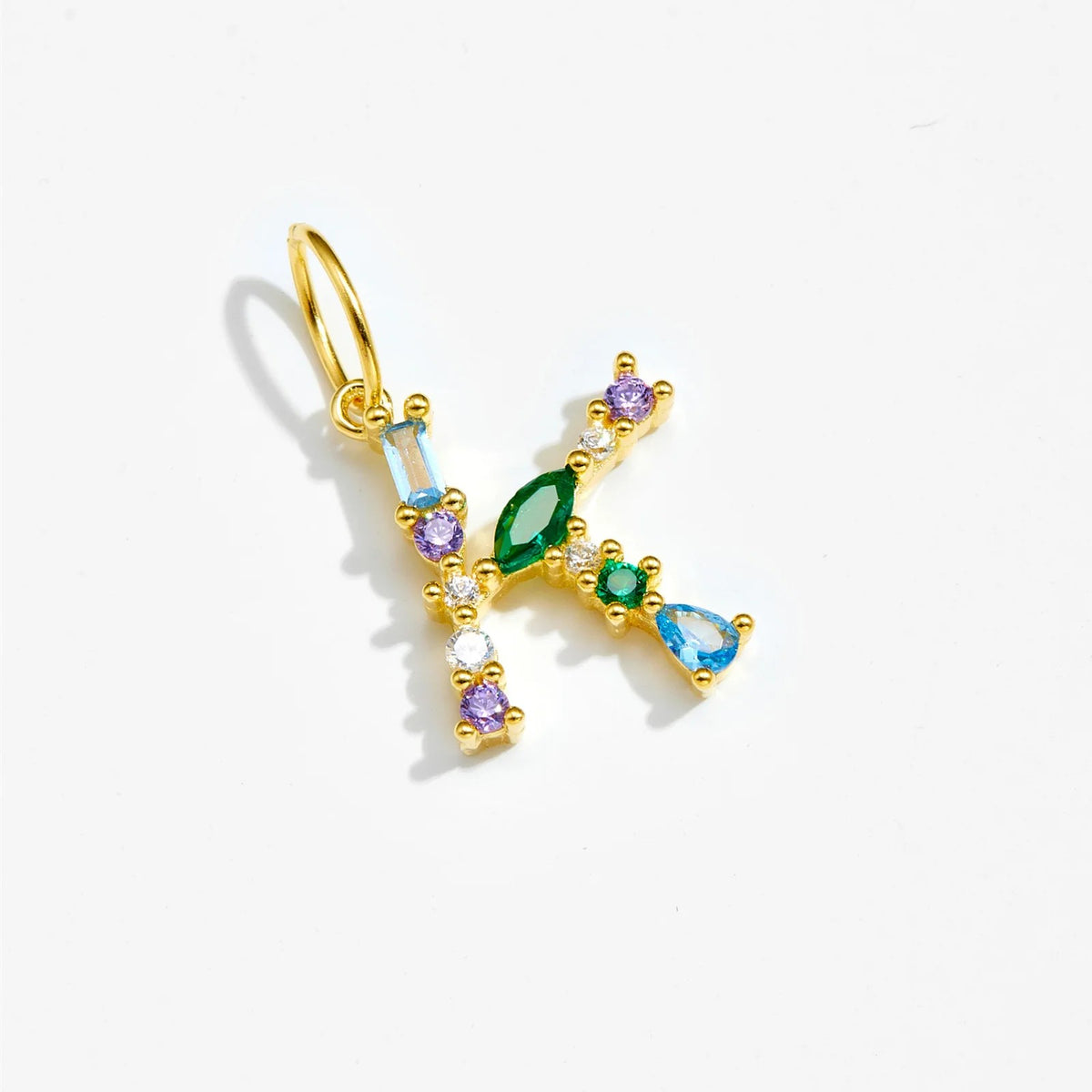 Multicolor Crystal Initial Drop Earrings