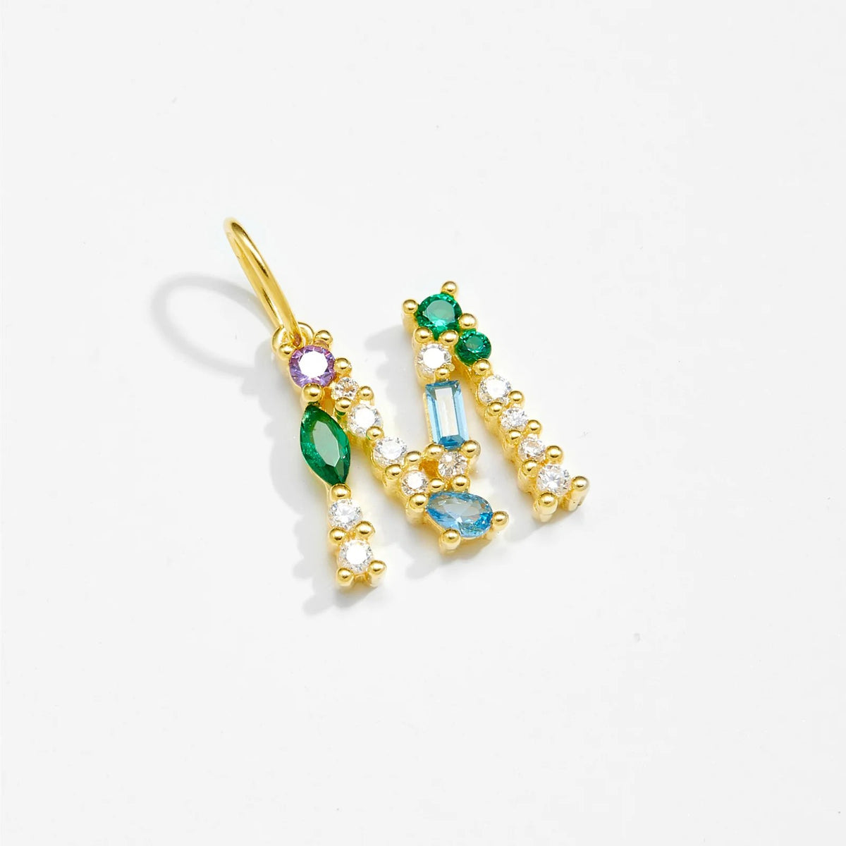 Multicolor Crystal Initial Drop Earrings