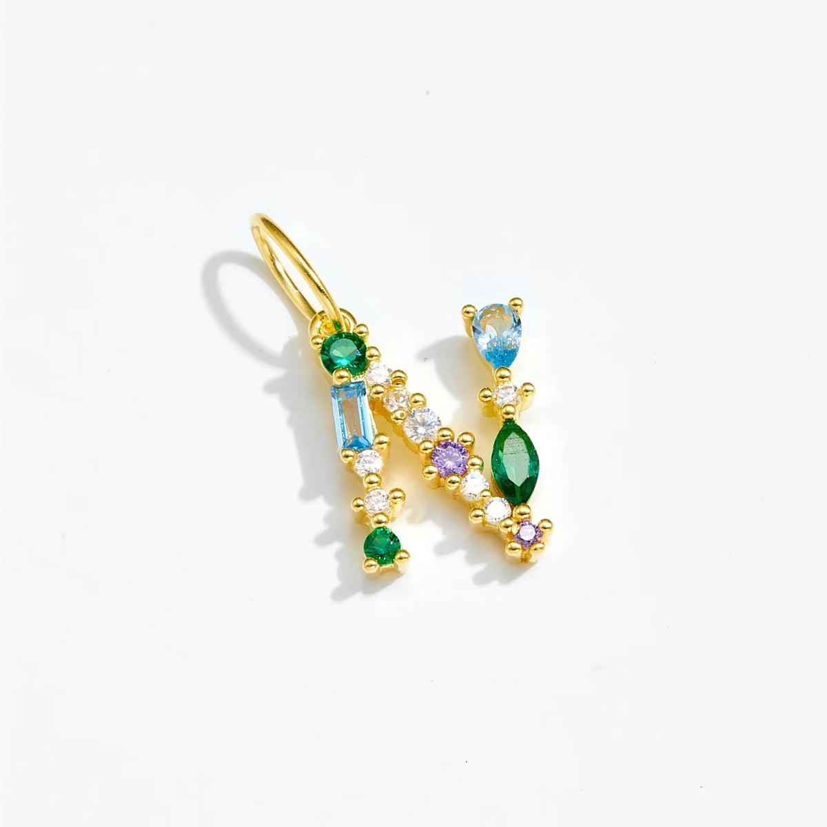 Multicolor Crystal Initial Drop Earrings