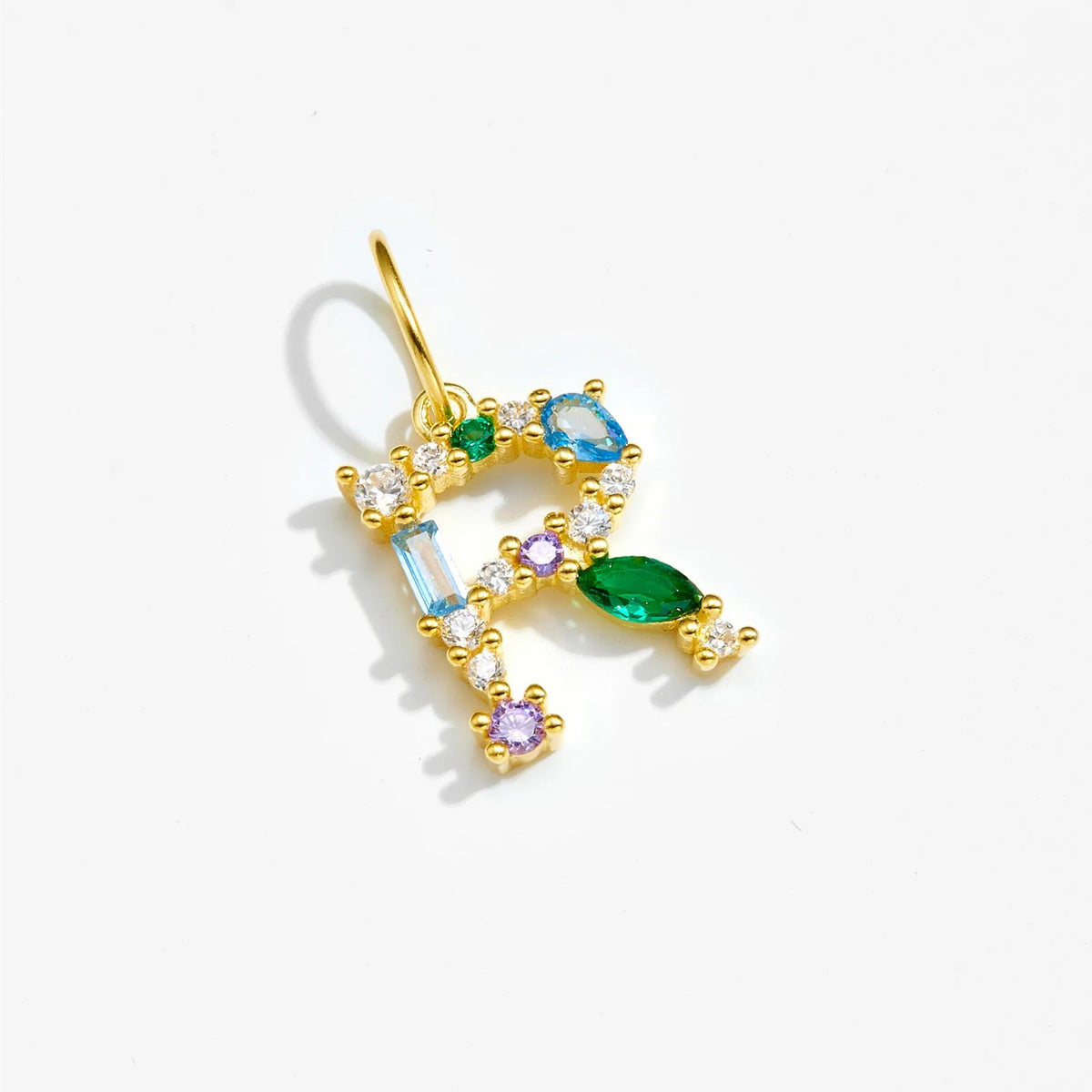 Multicolor Crystal Initial Drop Earrings