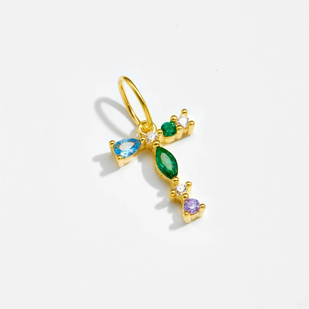 Multicolor Crystal Initial Drop Earrings