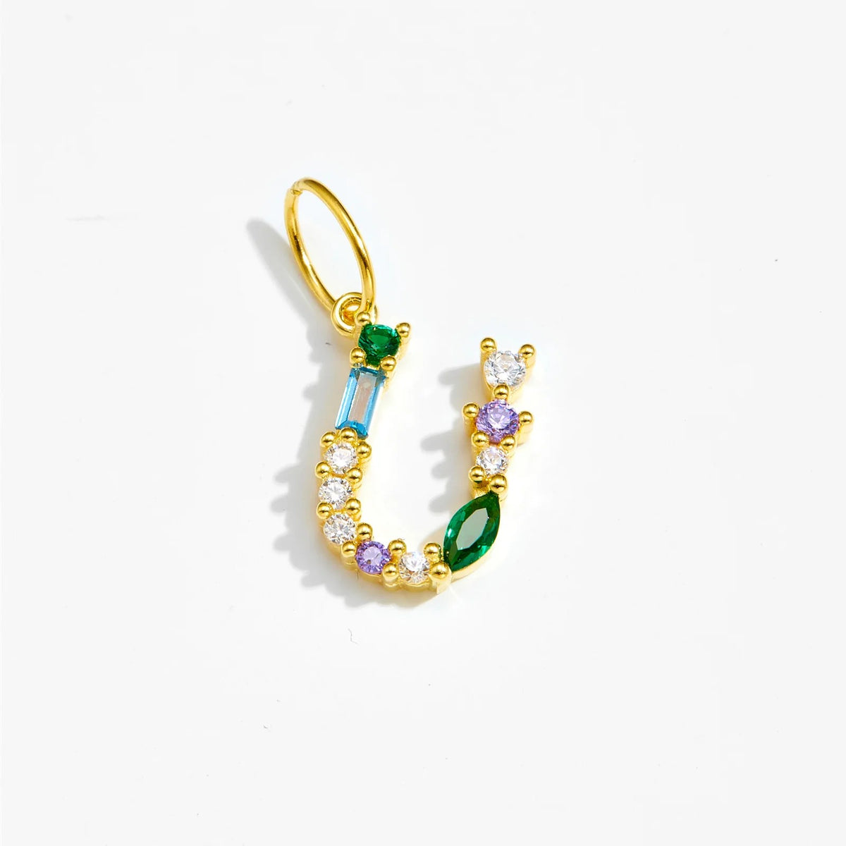 Multicolor Crystal Initial Drop Earrings