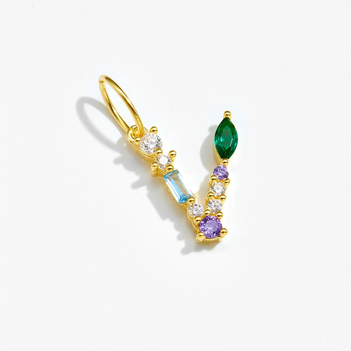 Multicolor Crystal Initial Drop Earrings