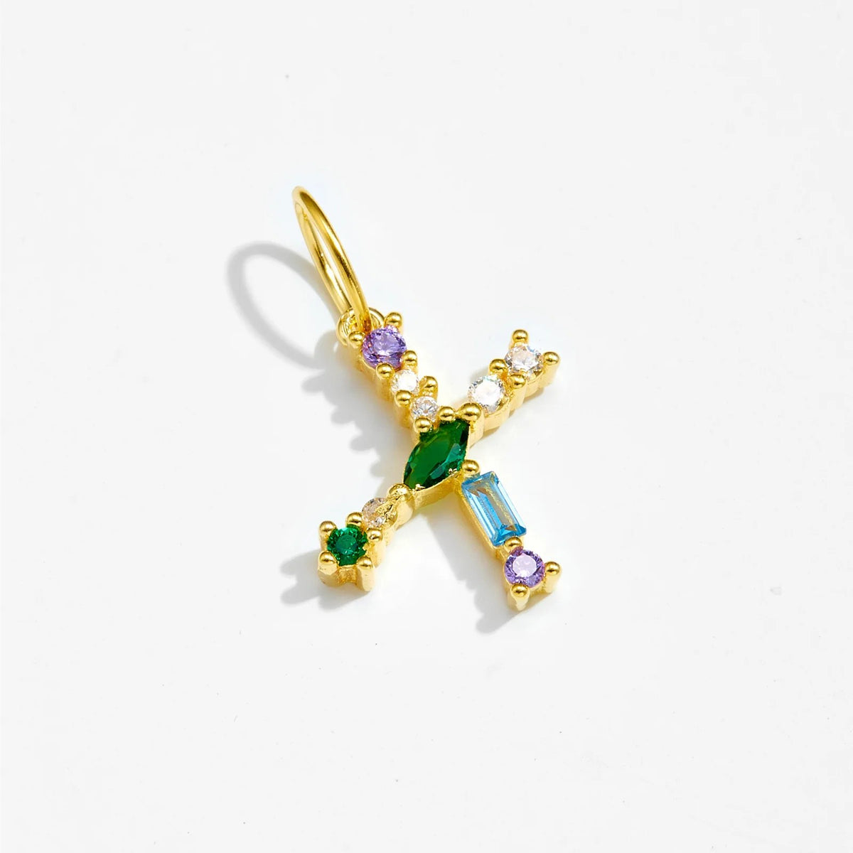 Multicolor Crystal Initial Drop Earrings