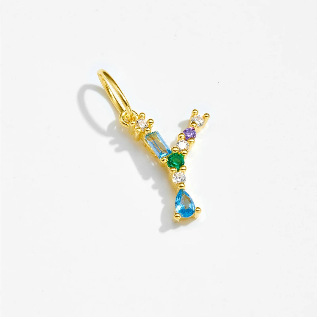 Multicolor Crystal Initial Drop Earrings