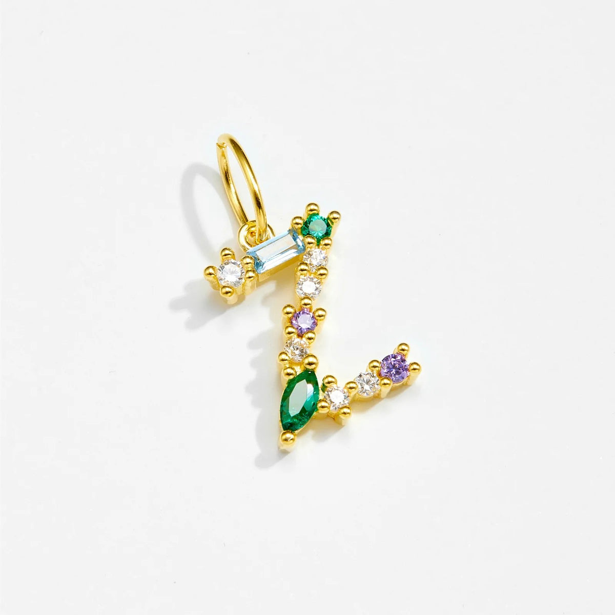 Multicolor Crystal Initial Drop Earrings