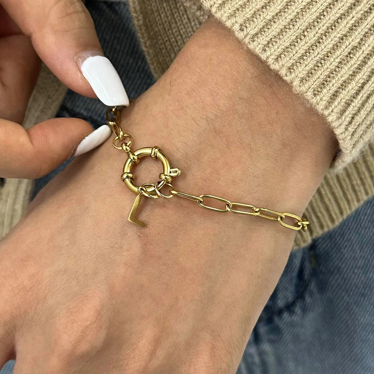 Letter L Link Bracelet
