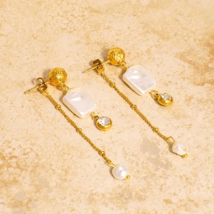 Square Pearl Drop Earrings