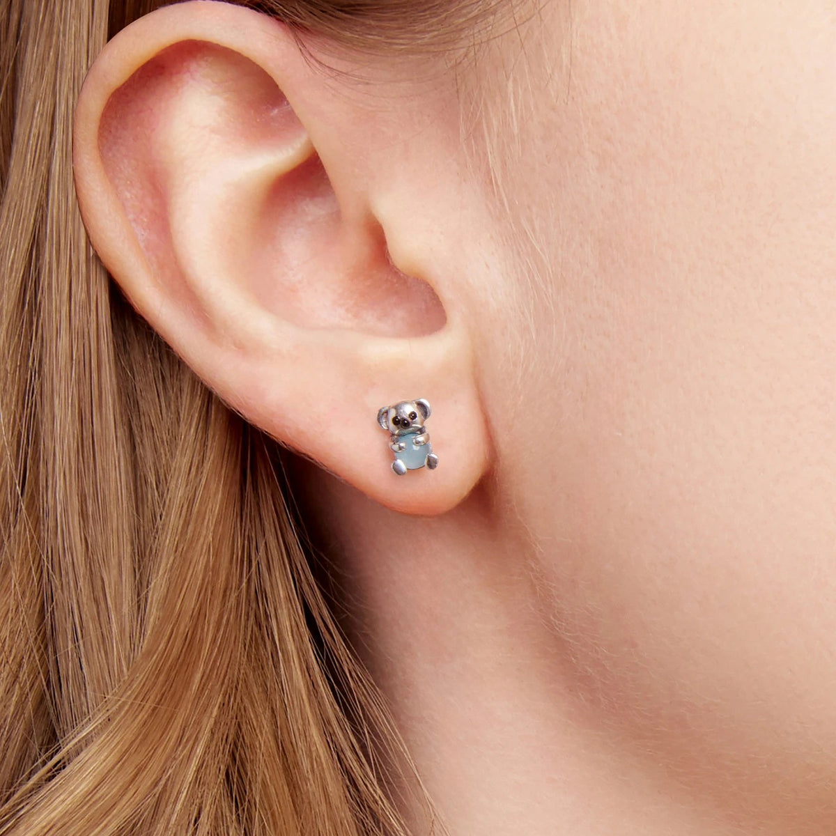 Koala Jade Stud Earrings