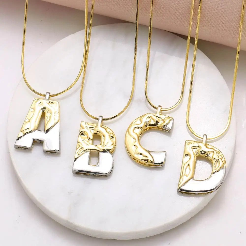 Two-Tone Bubble Initial Necklace
