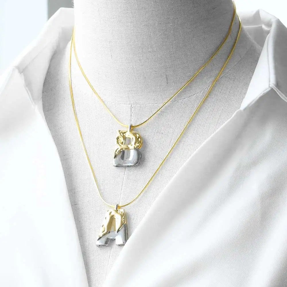 Two-Tone Bubble Initial Necklace