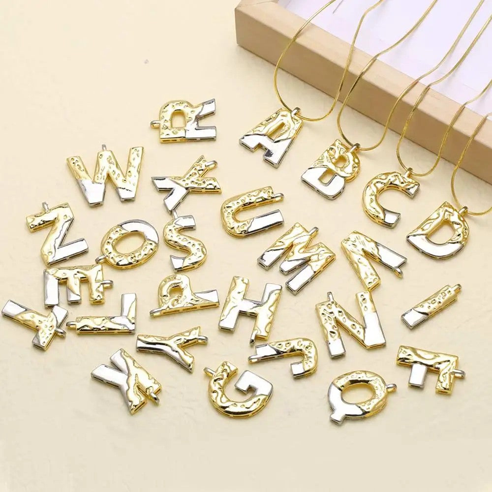 Two-Tone Bubble Initial Necklace