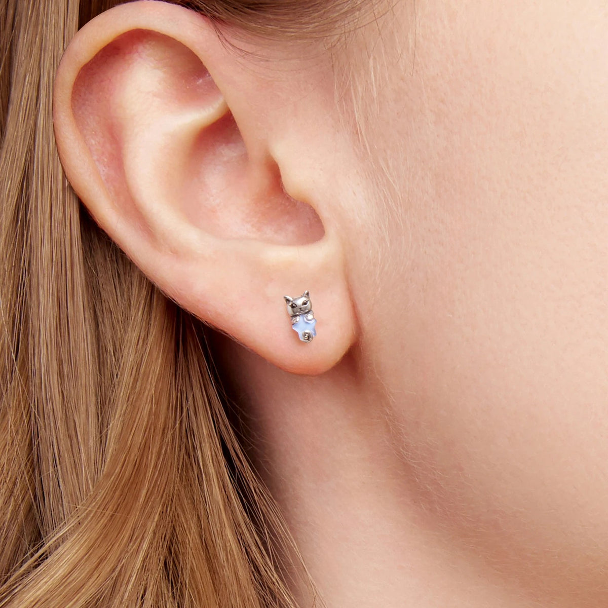 Iridescent Star Cat Stud Earrings