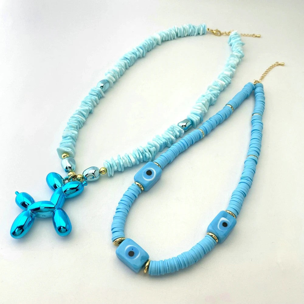 Blue Balloon Dog Necklace