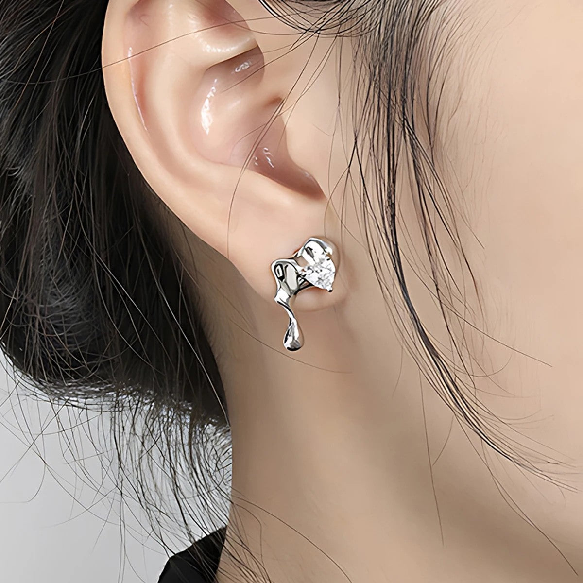 Molten Heart Zircon Stud Earrings